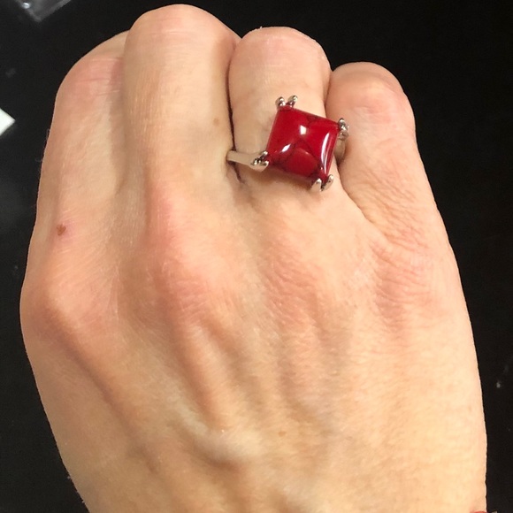 New Opaque Ruby Silver Ring Size 6 1/2 - Picture 3 of 8